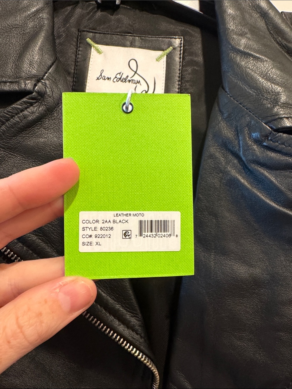 Sam Edelman Black Leather Bomber Jacket